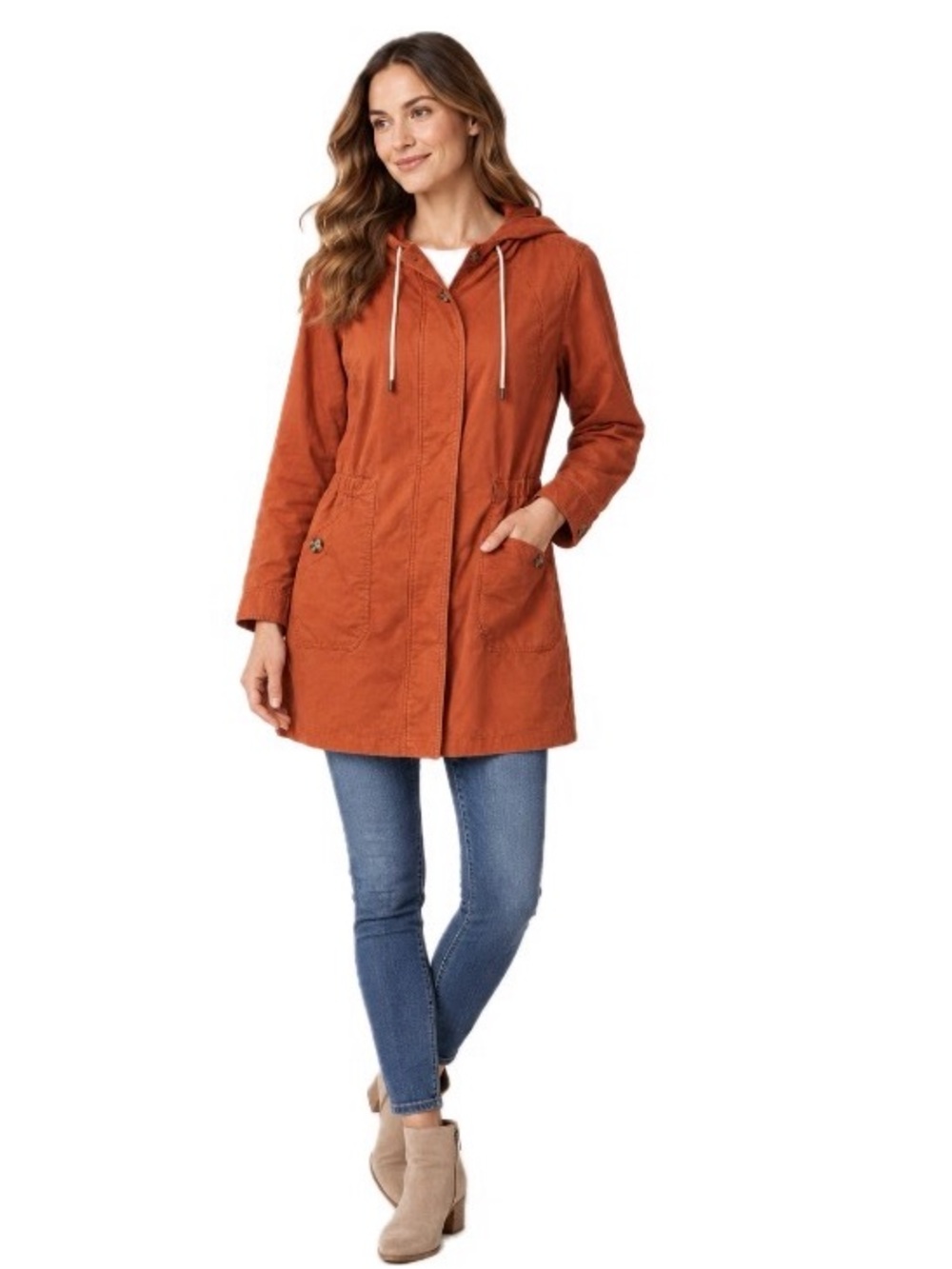 J. Jill, Rust Bittersweet Hooded Anorak Jacket, Size Large